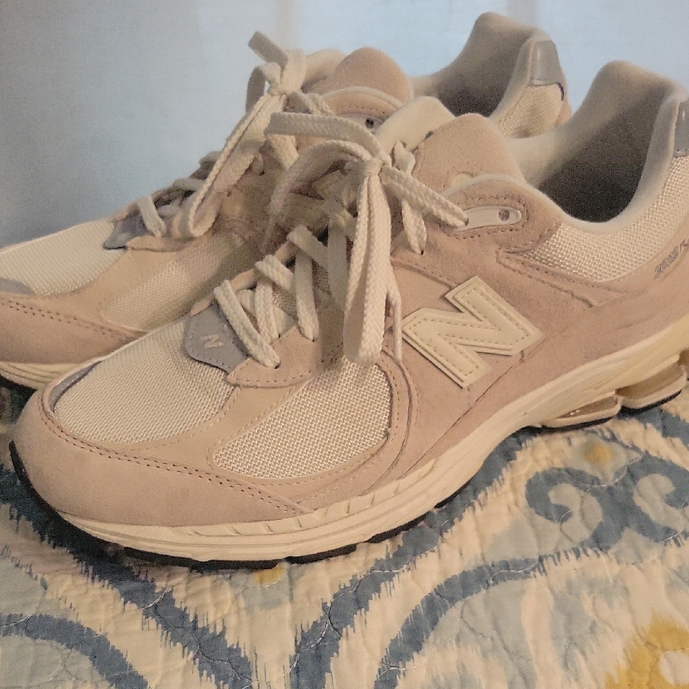 New Balance Cream and Gray Athletic Shoes